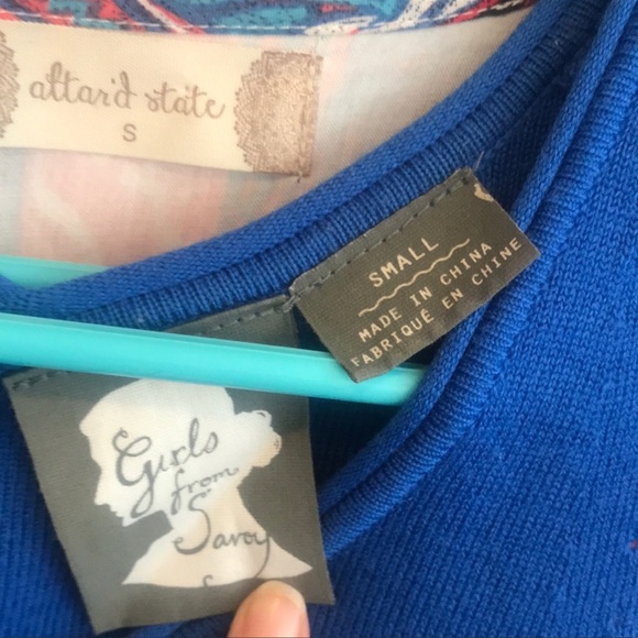 Girls of Savoy Anthropologie Arden sweater dress sleeveless blue black ruffled - Picture 7 of 8